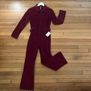 NWT Free People Take Me Out Corduroy Mulberry Jumpsuit Size 2